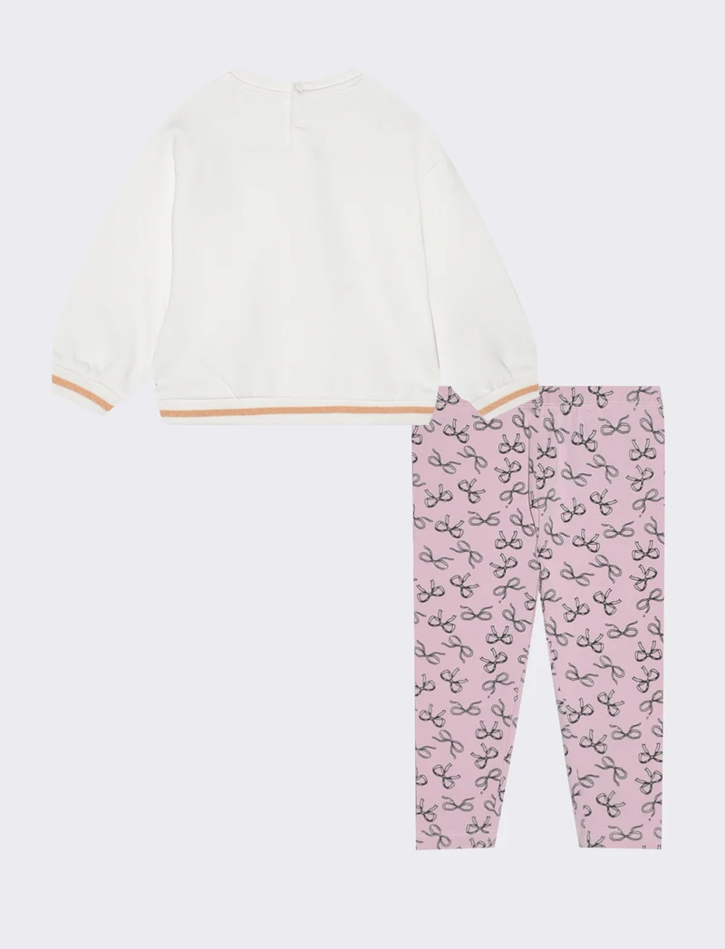 Set due pezzi con pantaloni stampati - Bianco latte