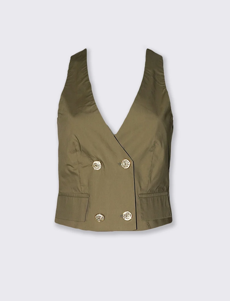 Top crop donna con tasche e bottoni - Ve.milit.