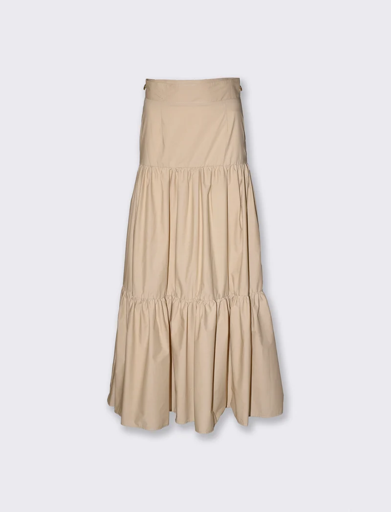 Gonna lunga con balze per ogni occasione - Beige corda