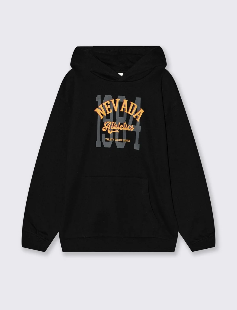 Felpa con cappuccio e stampa originale - Nero