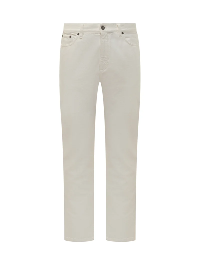 Zegna Pantaloni Cinque Tasche in Cotone Avorio