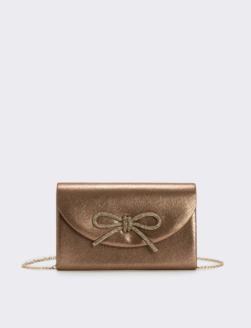 Borsetta rigida con fiocco e strass - Bronzo