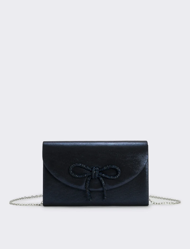 Borsetta rigida con fiocco e strass - Blu