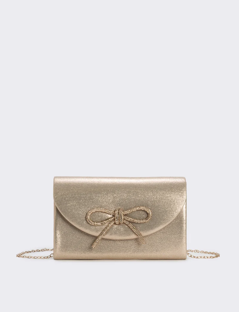 Borsetta rigida con fiocco e strass - Rosa