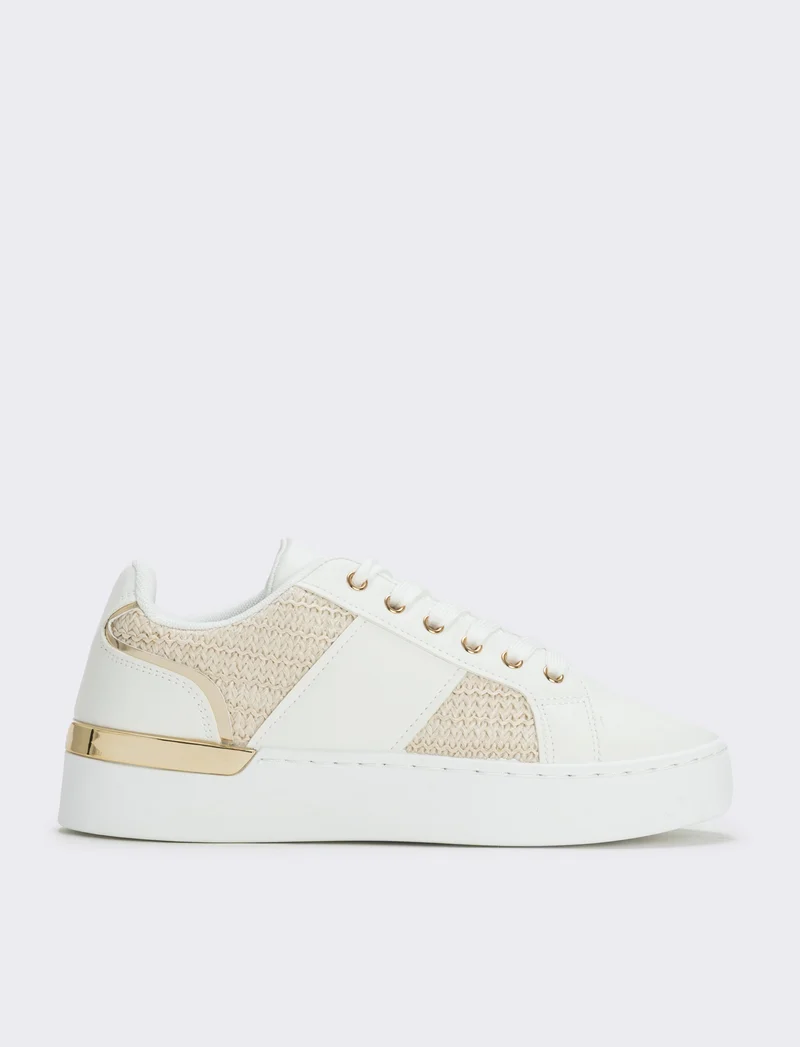 Sneakers bianche effetto paglia - Bianco