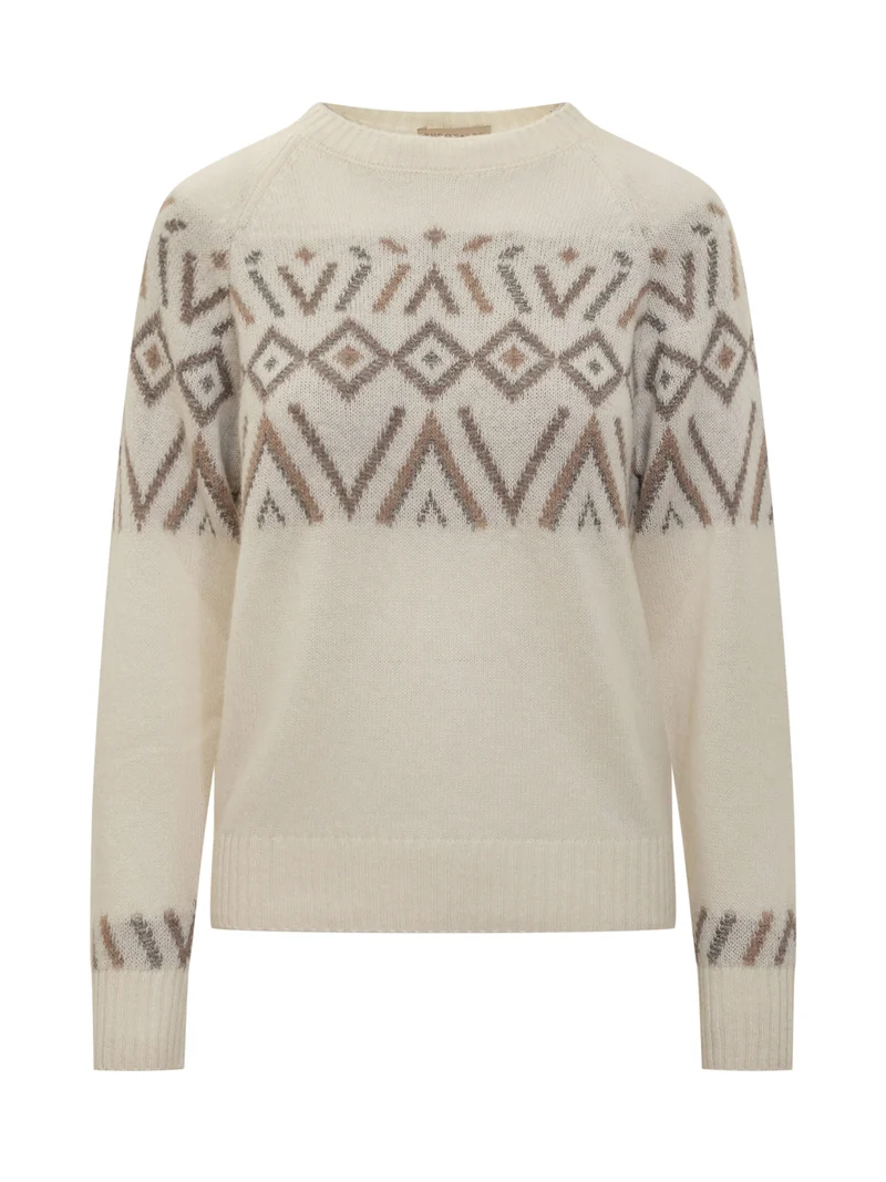 Maglione Puro Tatto panna jacquard