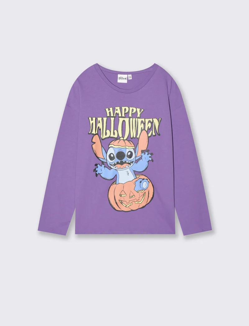 T-shirt manica lunga Halloween Stitch Disney - Viola