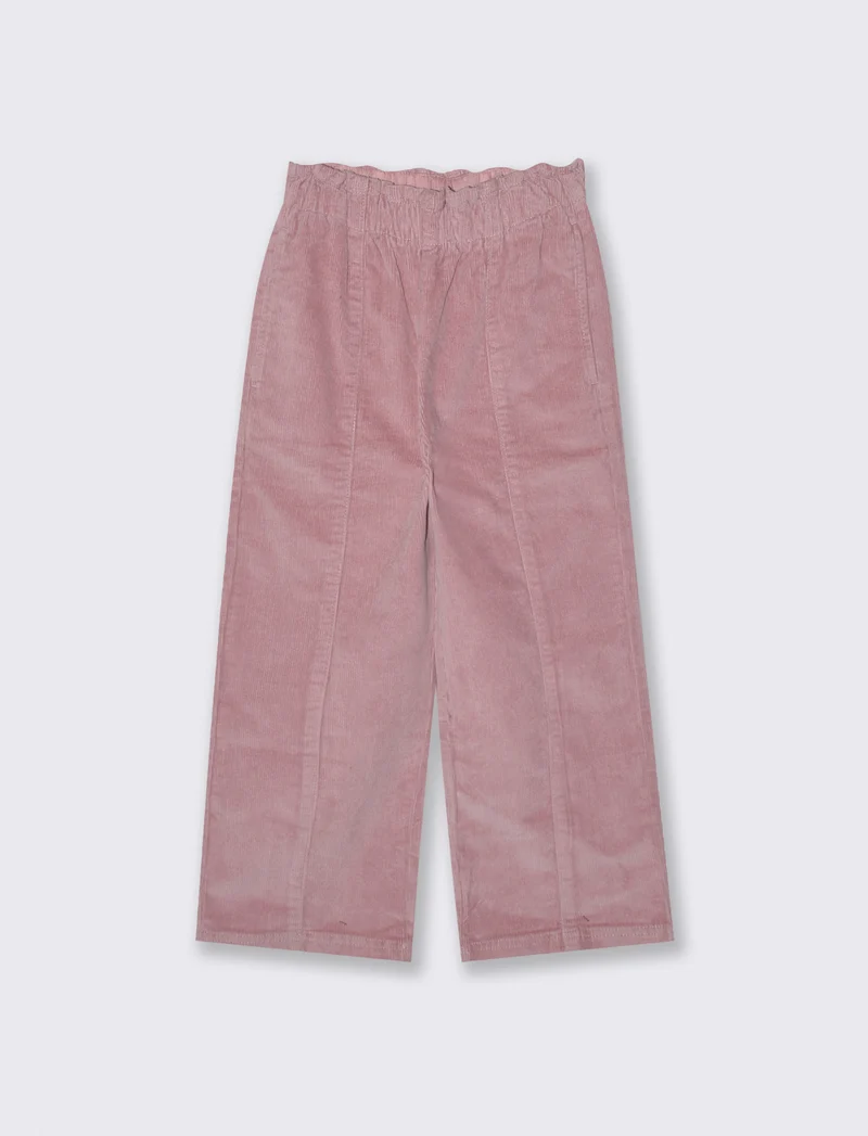 Pantaloni in velluto elastico gamba larga - Rosa