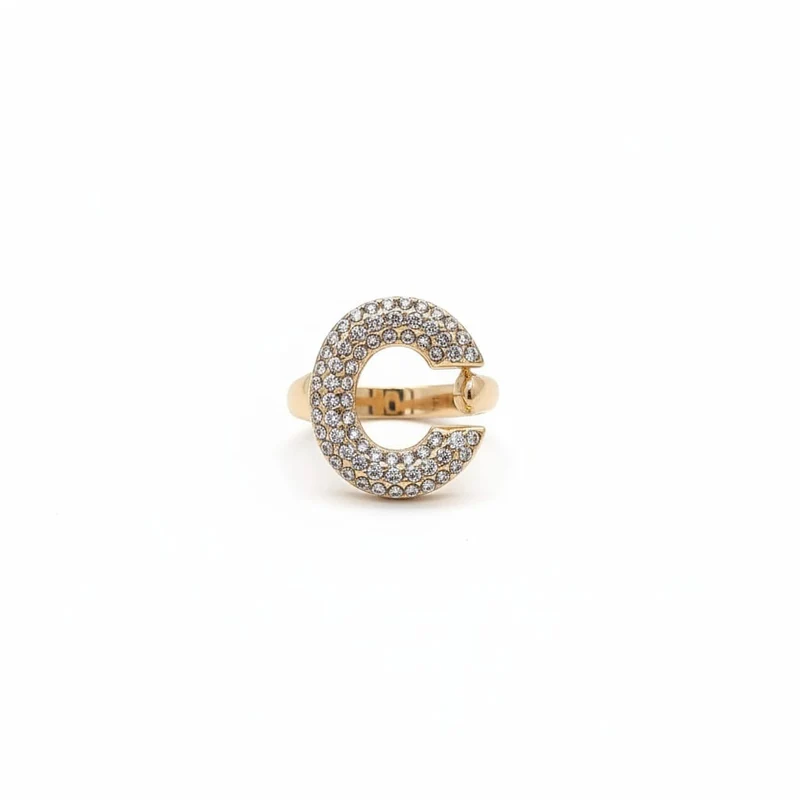 Anello lettera con strass regolabile - var 2