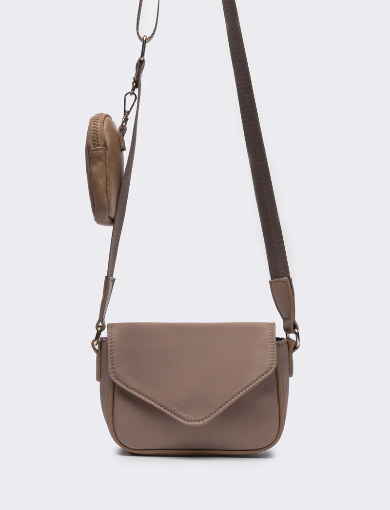 Borsetta donna tracolla in nylon con portamonete l17/h11/p6cm - Beige