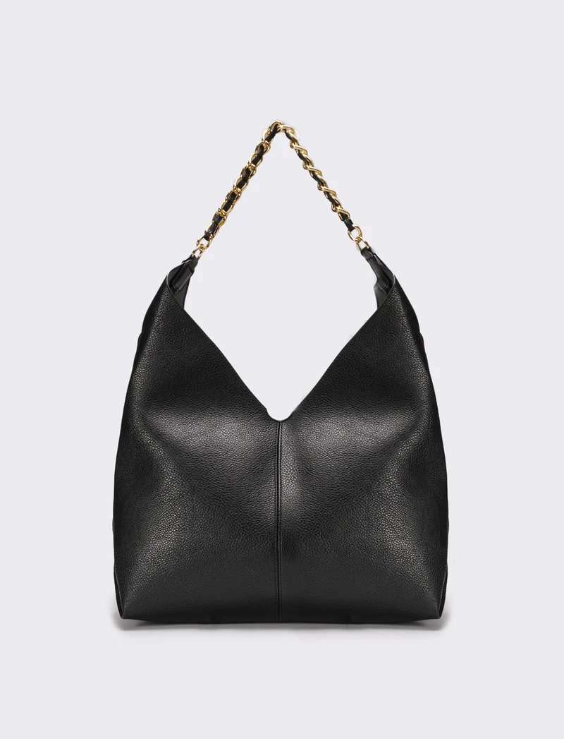 Borsa donna a sacca con catena - Nero