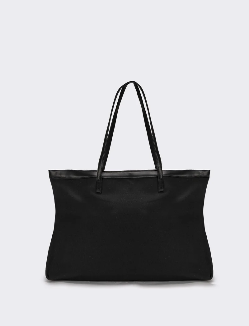 Borsone donna canvas con manici pvc - Nero