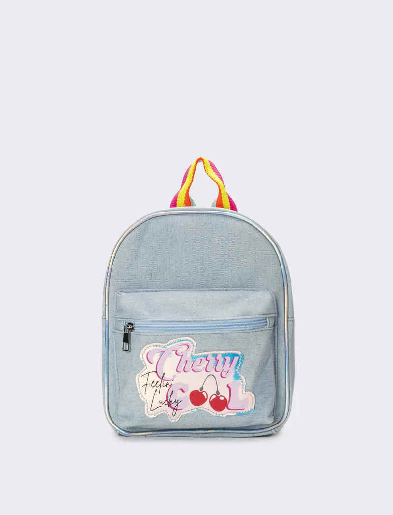 Zaino denim bambina con tracolla rainbow - Denim chiaro