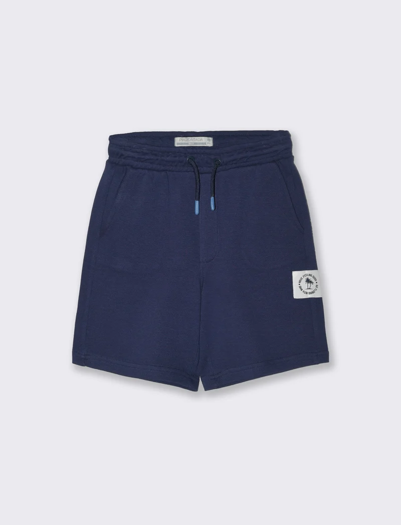 Bermuda in piquè con elastico in vita da bambino - Blu