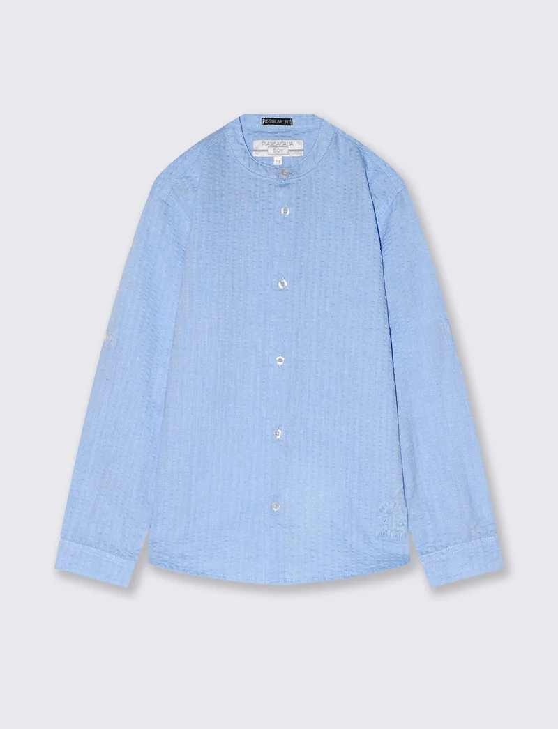 Camicia in cotone goffrato da bambino - Celeste