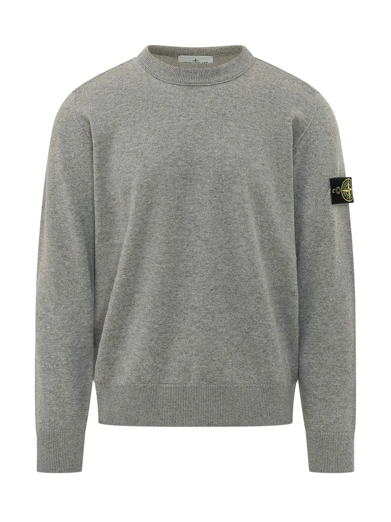Felpa Girocollo con Patch Logo Applicata