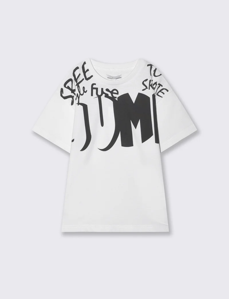 T-shirt con stampa alla moda in cotone - Bianco