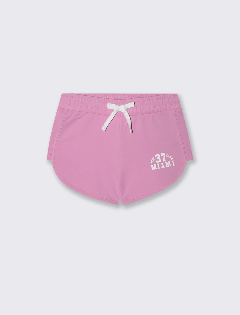 Short sportivo in french terry con stampa - Rosa