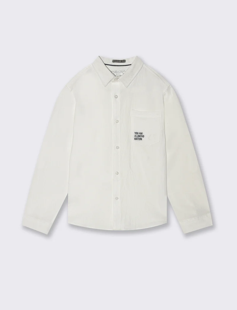 Camicia in misto lino da bambino - Bianco latte