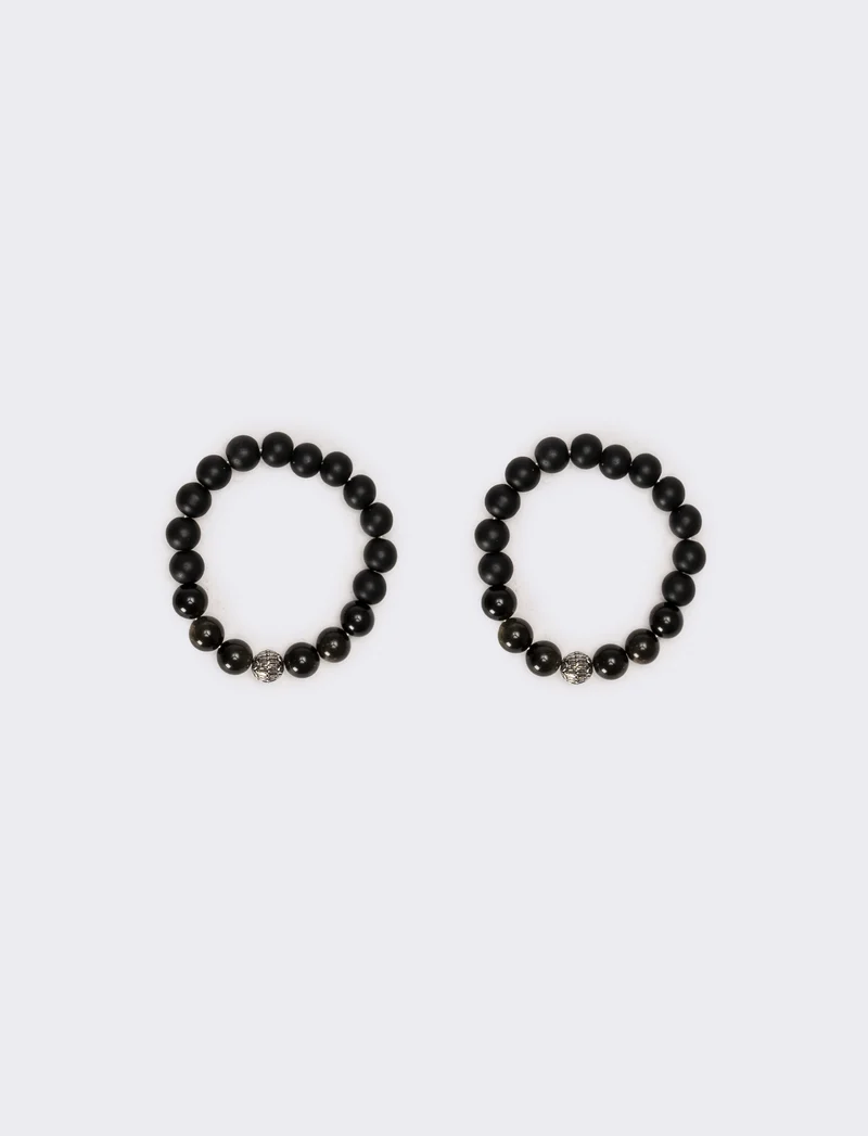 Due bracciali uomo vetro - Nero