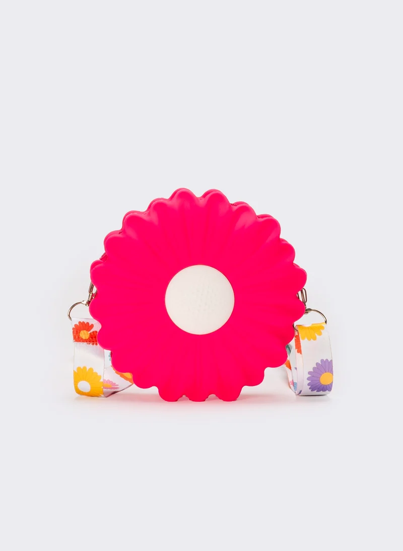 Borsetta bambina soft con fiore e tracolla - Fuxia