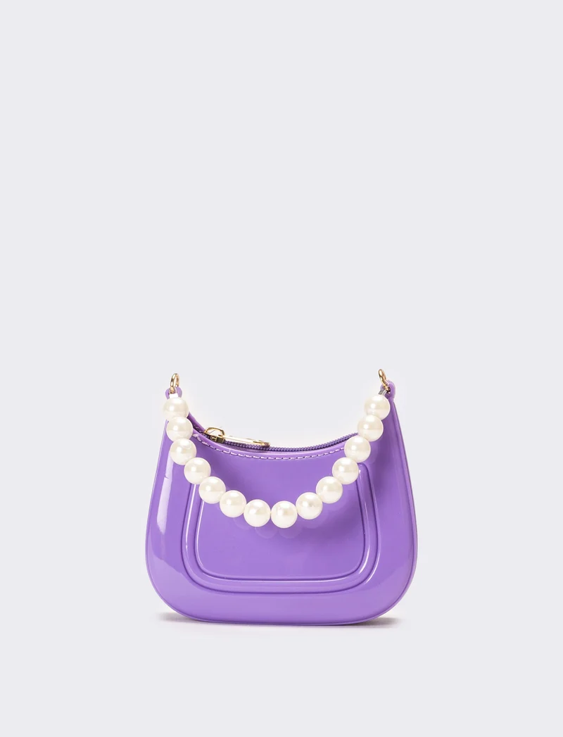 Borsa bambina con manico perle - Lilla