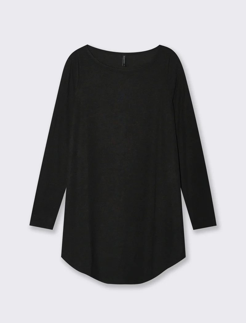T-SHIRT CON SCOLLO A BARCA - Nero