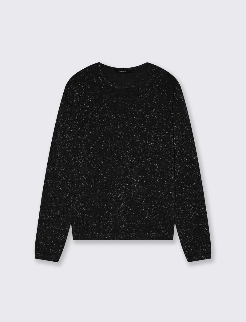 PULLOVER CON TESSUTO CON FIBRA EFFETTO METALLO - Nero