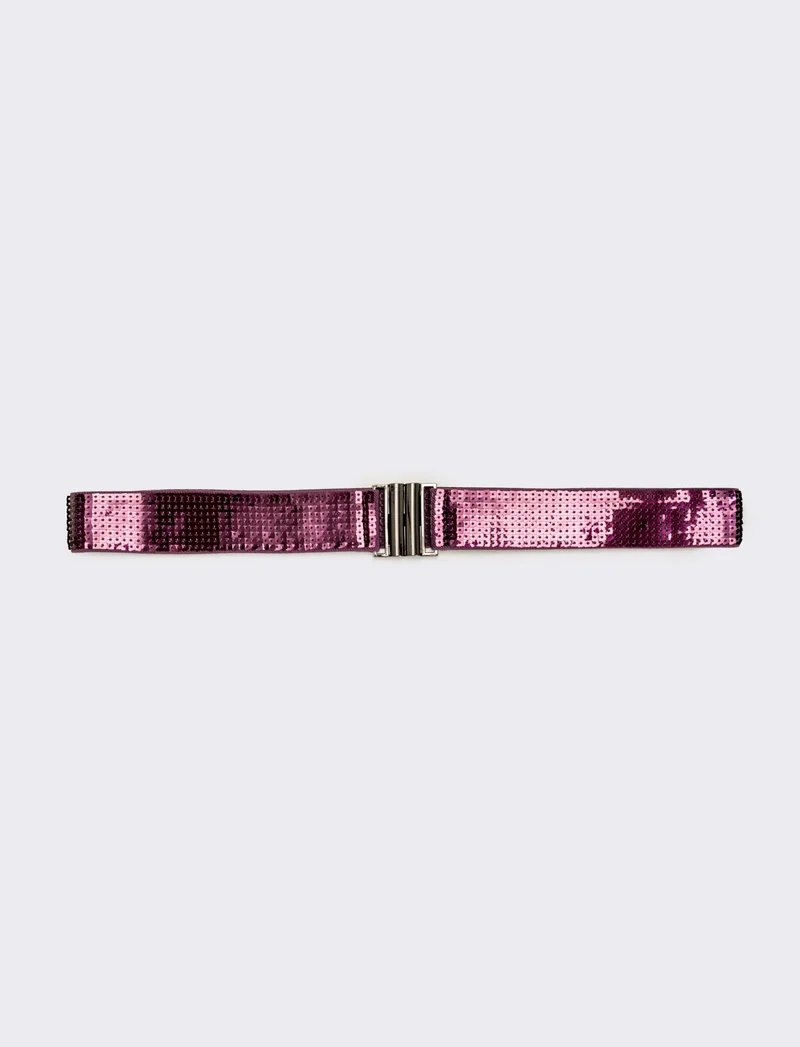 Cintura donna con paillettes quadrata h 4 cm - Bordeaux