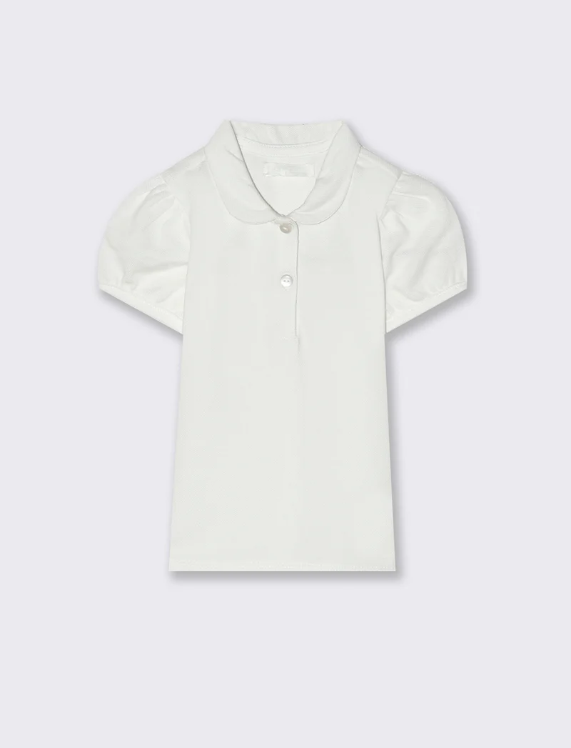 Polo con bottoncini da neonata - Bianco