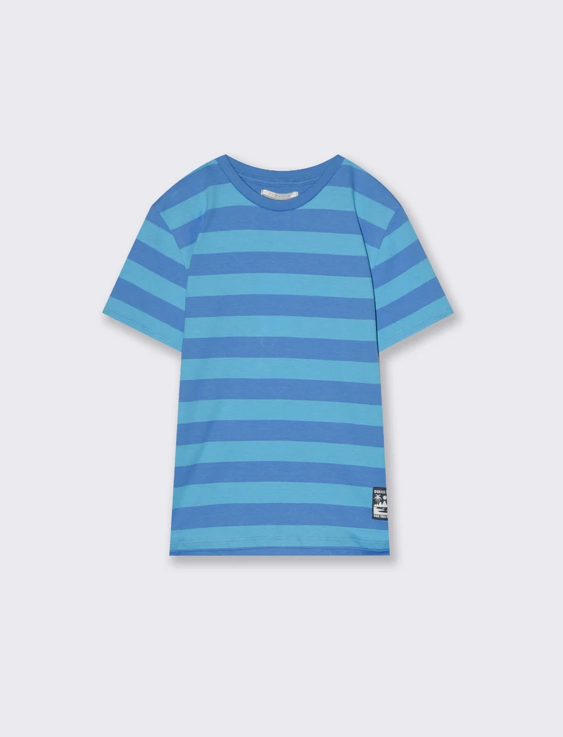 T-shirt rigata da bambino - Blu cobalto