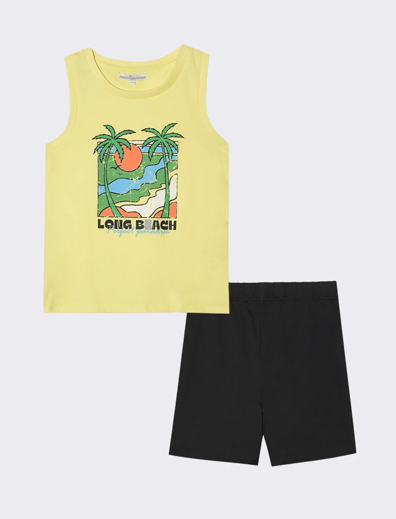 Set due pezzi con canotta da bambino - Giallo limone