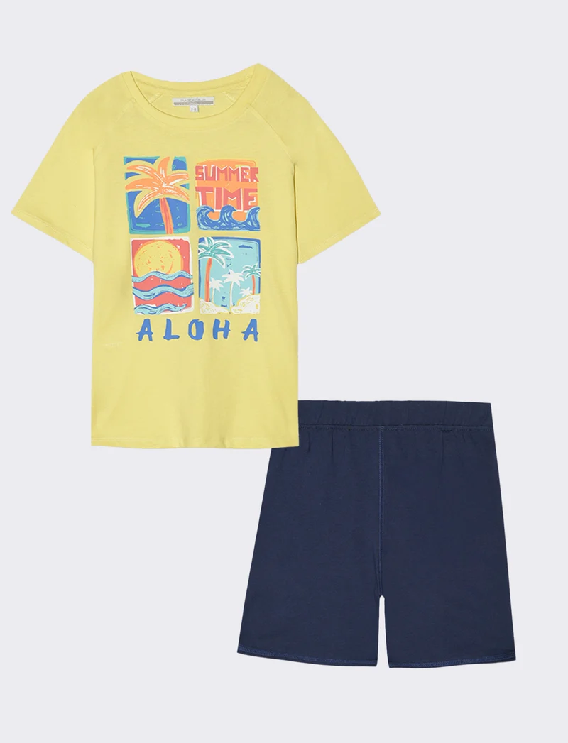Set due pezzi con canotta da bambino - Verde acqua