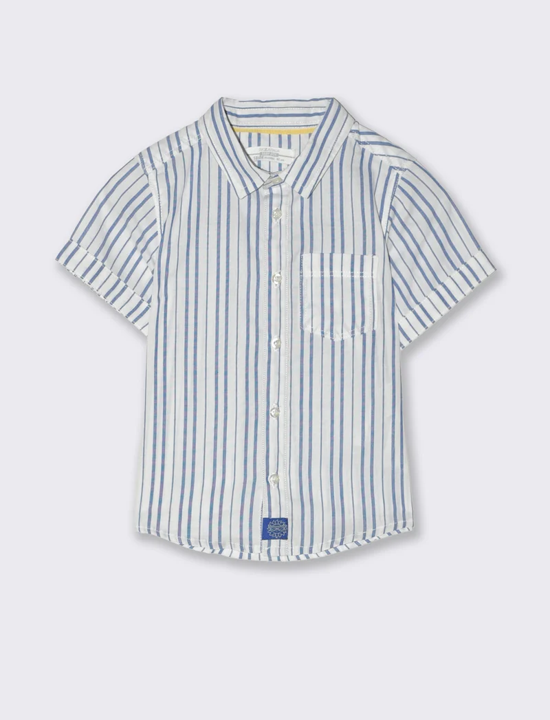 Camicia tinto filo da neonato - Bianco