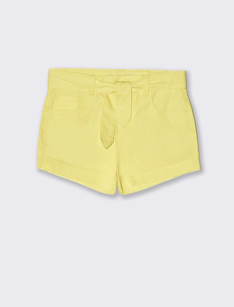 Short in popeline da bambina - Giallo