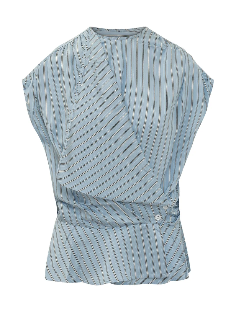 Top a Righe Con Drappeggio