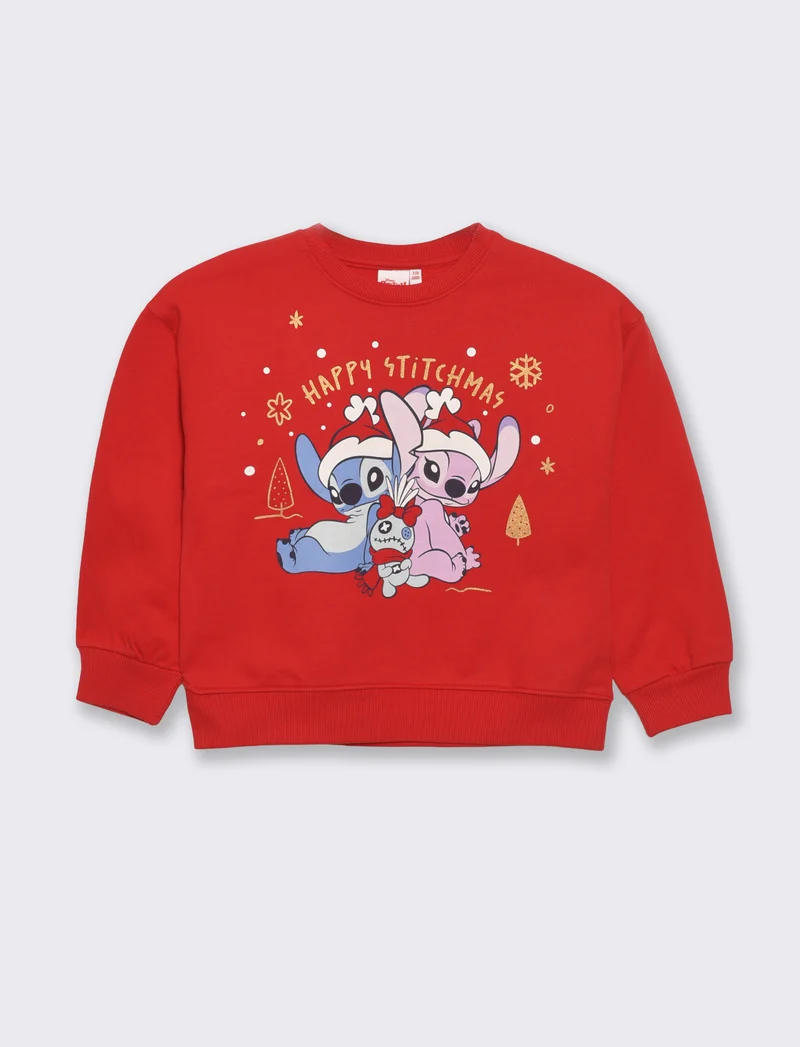 Felpa natalizia Disney Stitch e Angel - Rosso