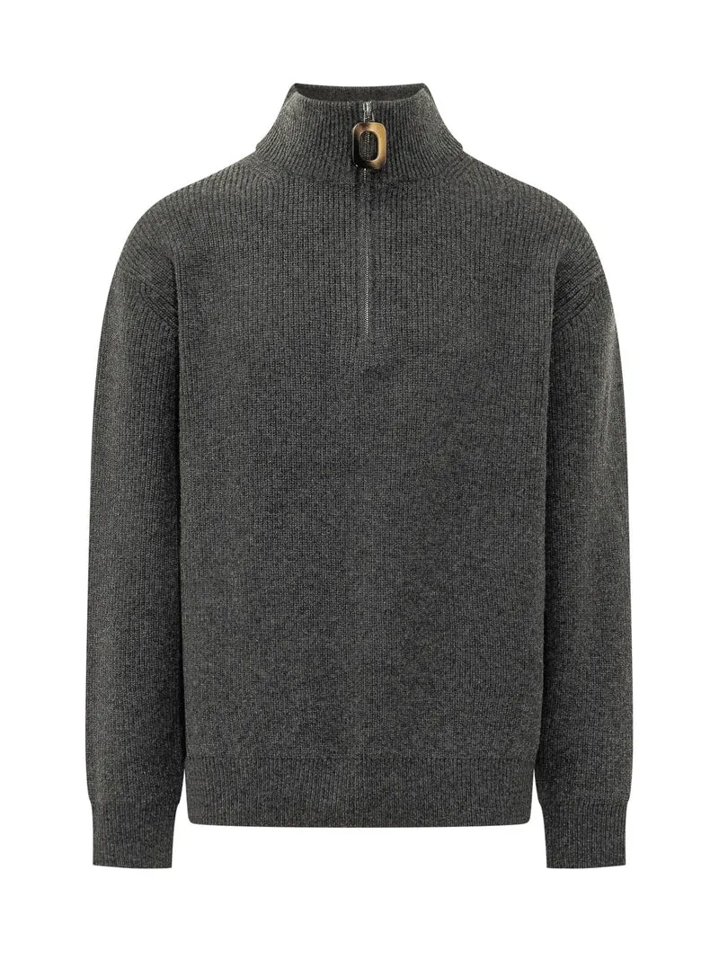 Pullover Half Zip con Collo Alto