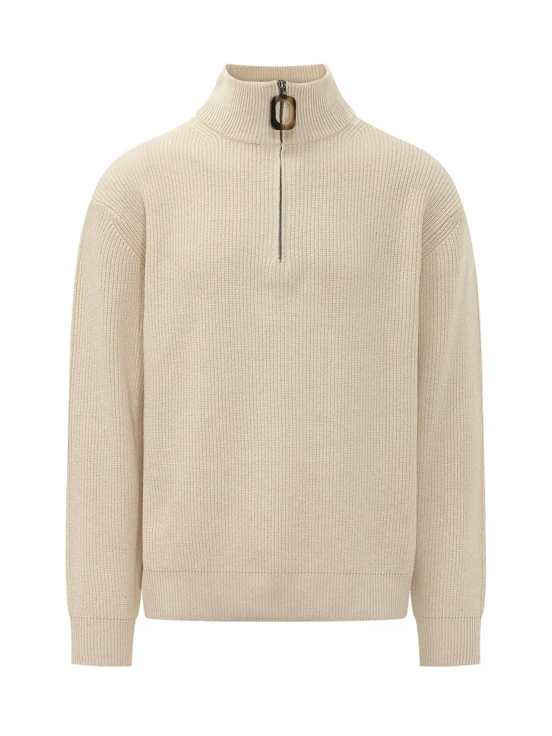 Pullover Half Zip con Collo Alto