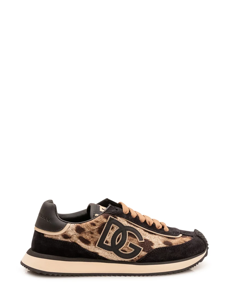 Sneaker Bassa con Stampa Animalier e Logo Applicato