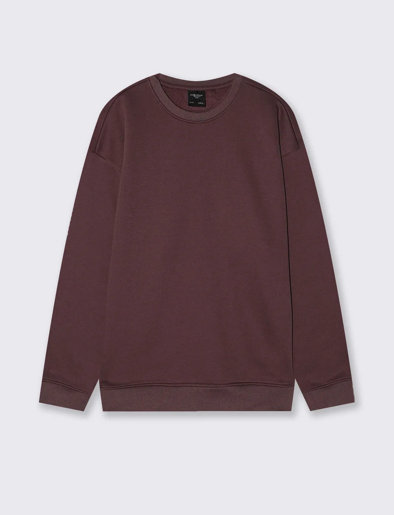 Felpa girocollo relaxed fit in cotone - Bordeaux