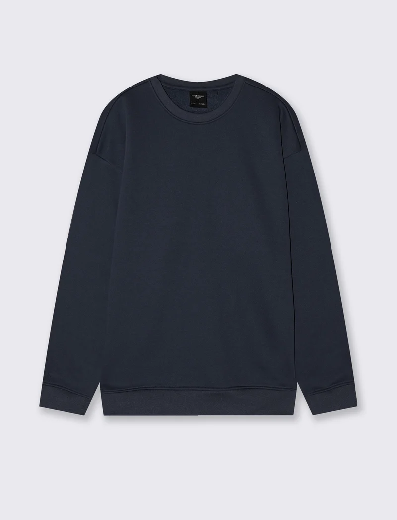 Felpa girocollo relaxed fit in cotone - Blu