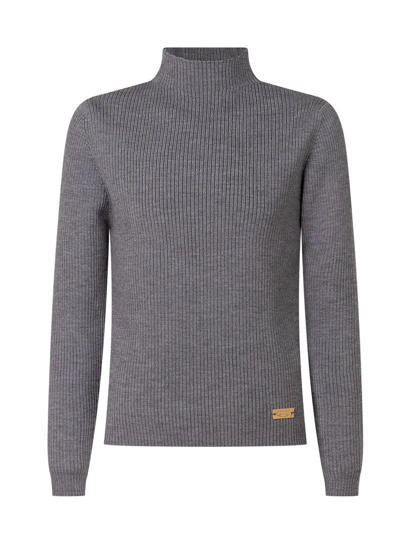 Maglia a Coste con Collo Alto