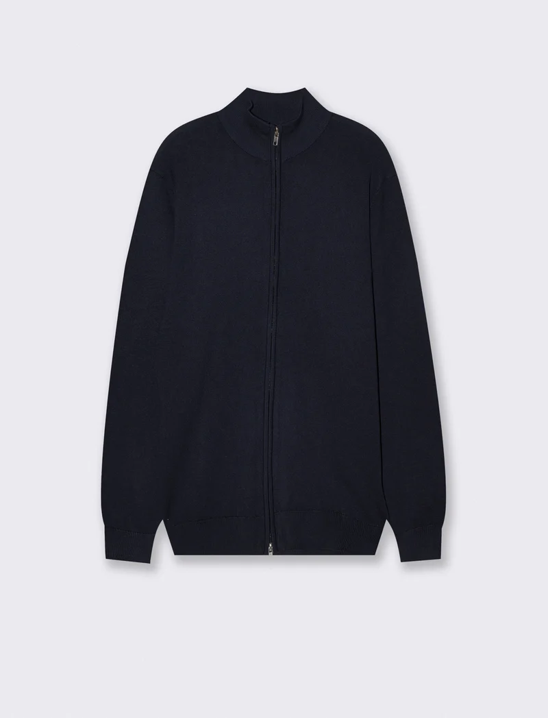 Maglia Cardigan Lupetto in Filato Comfort - Blu