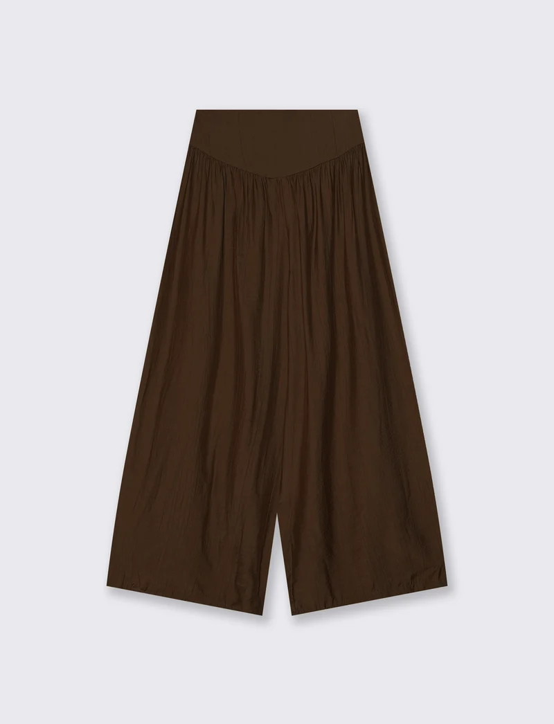 Pantalone largo in viscosa per donna - Moro