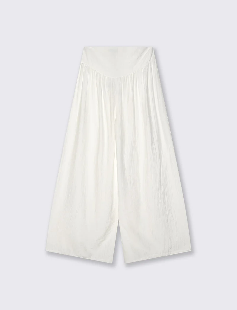 Pantalone largo in viscosa per donna - Bianco