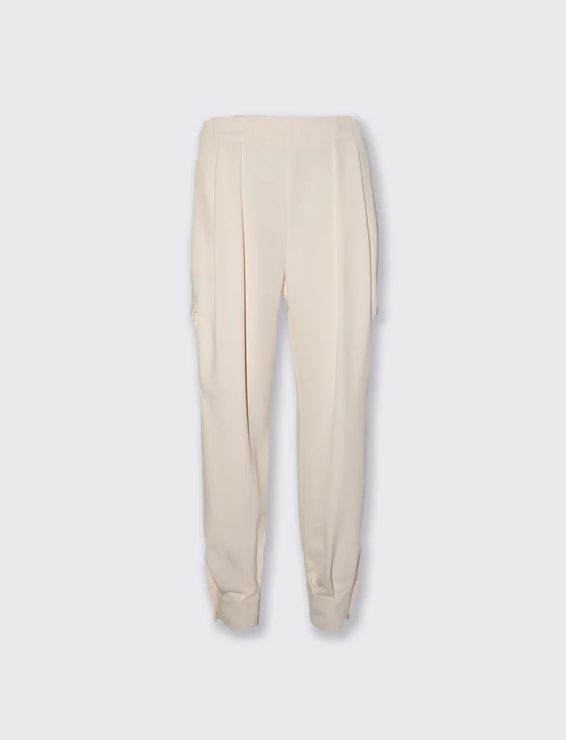 Pantaloni cargo vita alta con tasconi donna - Bianco