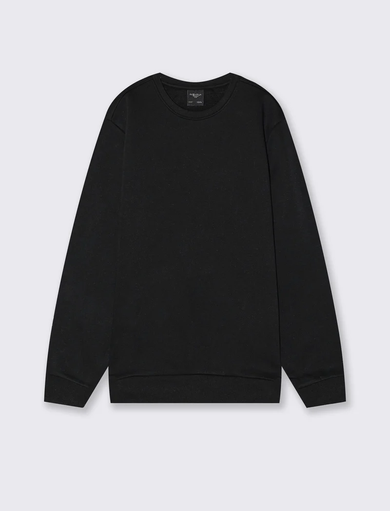 Felpa girocollo relaxed fit in cotone - Nero