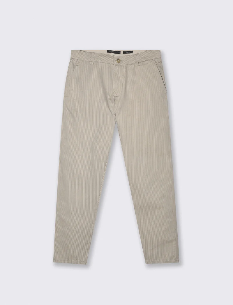 Pantaloni Chino Slim Fit a Righe - Beige