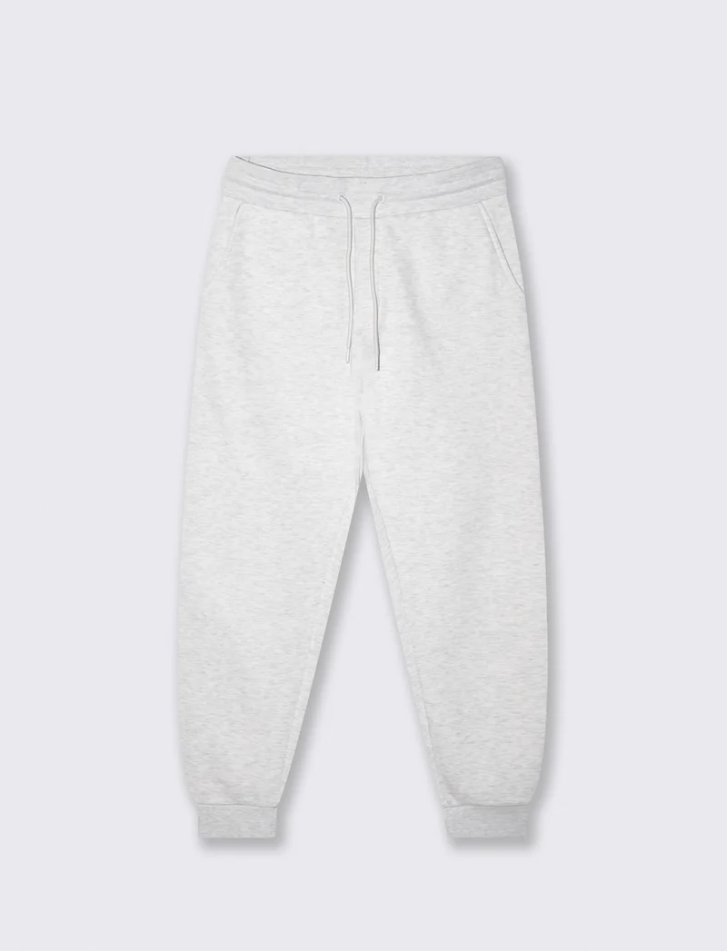 Pantaloni Jogger Basic in Felpa Garzata - Grigio mel.